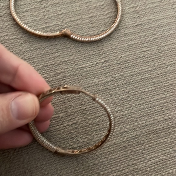 Set of Hoops Rose Gold and Crystal Stamped 925 - Picture 5 of 5